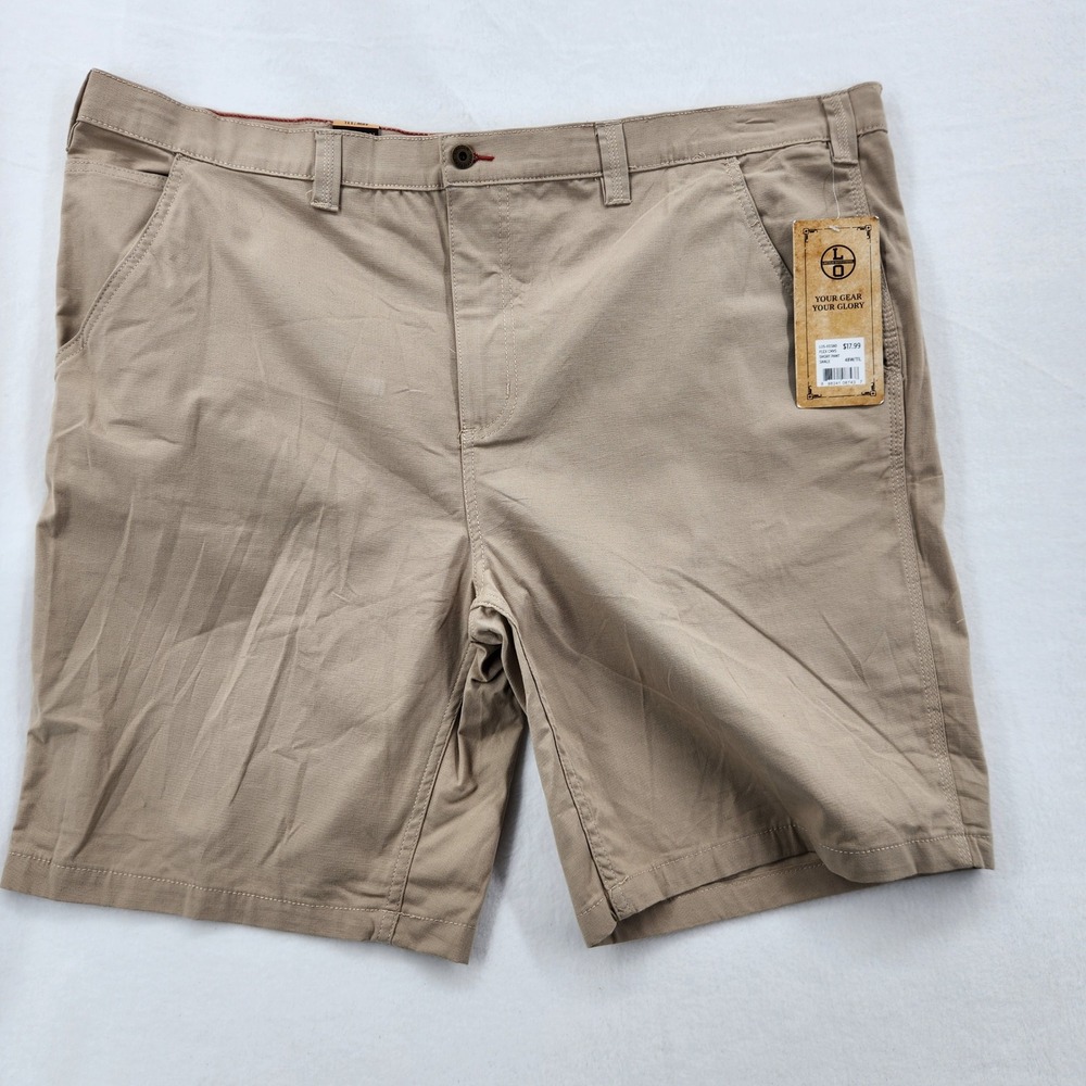 Lincoln Outfitters Men Flex Canvas Shorts 48W Utility Work Shorts Tan Grey 2pk